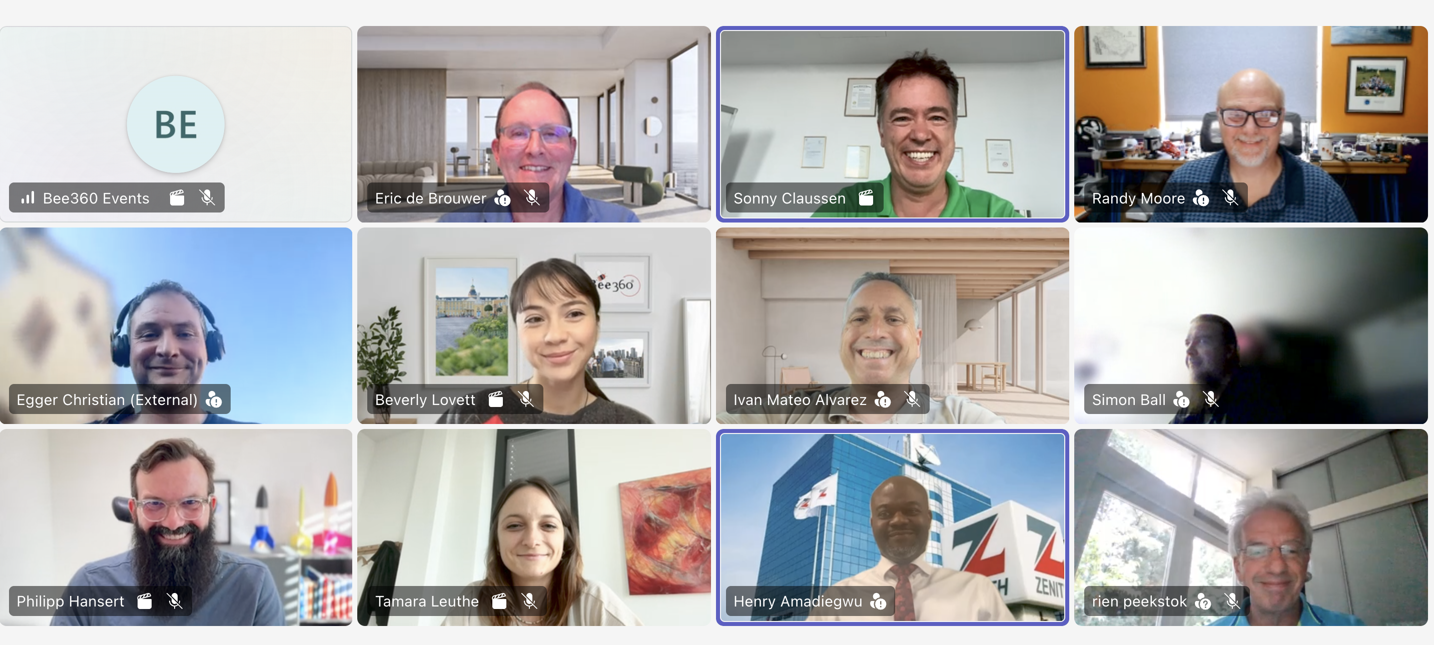 International Virtual Roundtable — Videocall-Übersicht der Teilnehmenden